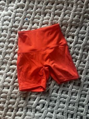 High-Rise Women's Bike Shorts in Bright Orange